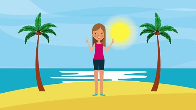 人们旅行时间MG卡通特效素材阳光沙滩旅游