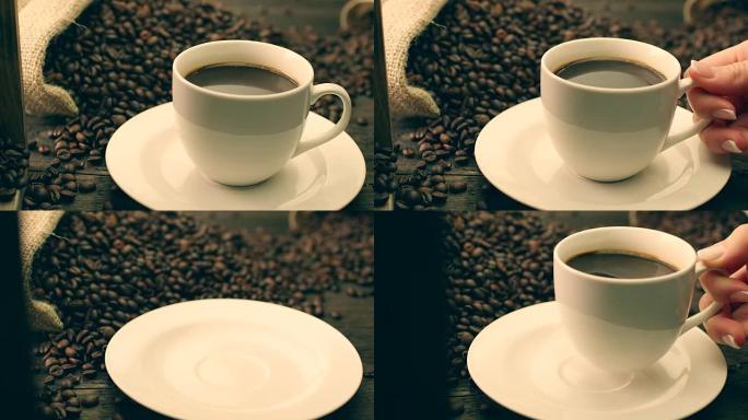 一杯咖啡悠闲时光广告黑铁