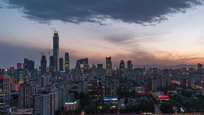 T/L WS HA TU北京市中心高视角，日夜/北京，中国