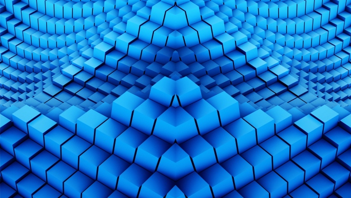 【4K时尚背景】白蓝方块矩阵几何眩晕空间