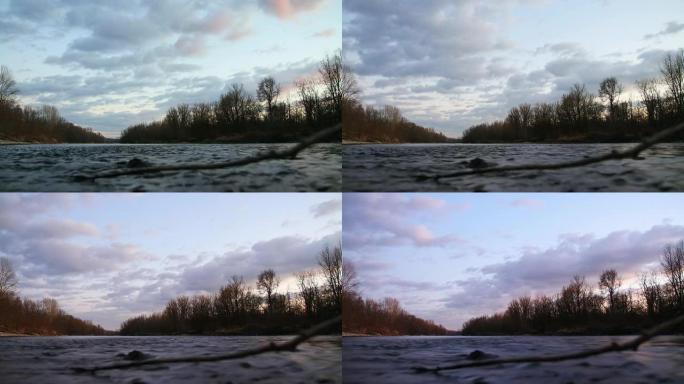 高清时间片段：河流上空的云景
