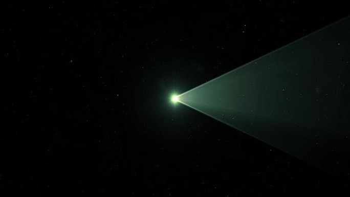 激光抽象发射器清晰，穿过灰尘。垂直运动激光束闪烁绿色红色的美丽3d动画。