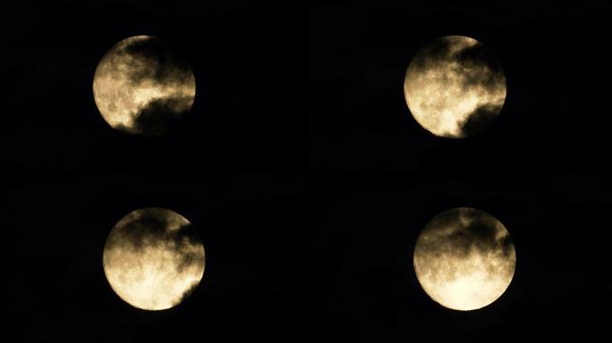 云层后面的满月夜晚月亮圆月中秋节