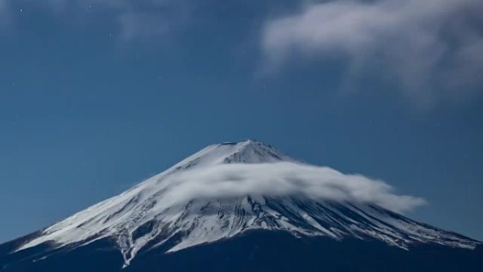 富士山夜空延时富士山美景巍峨雪山烟雾缭绕