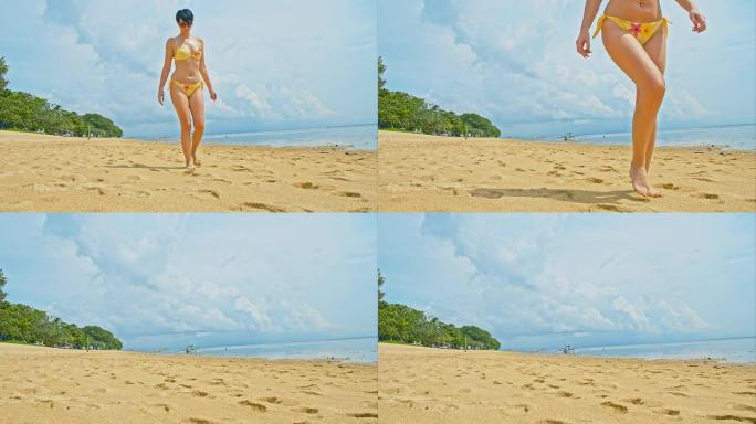 热带海滩上的性感女人