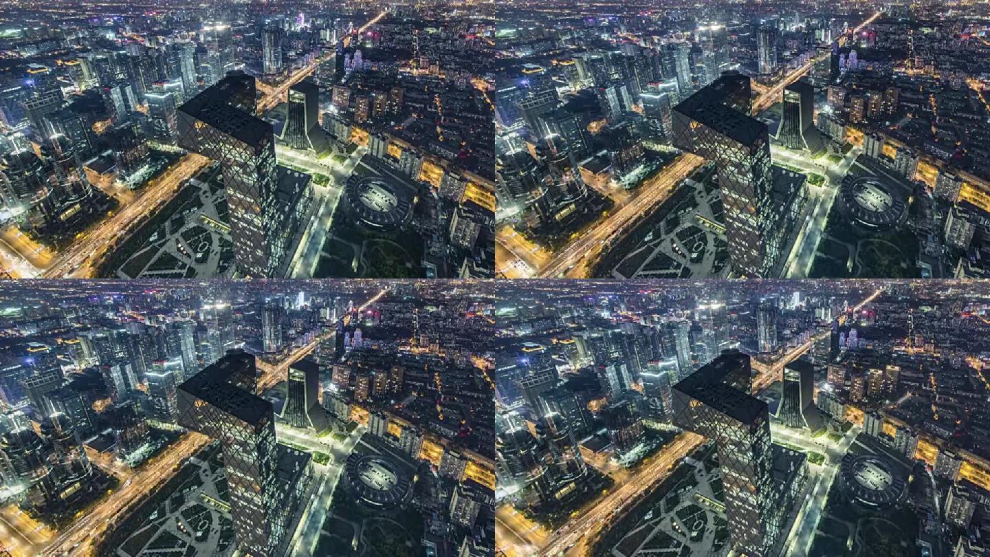 T/L WS HA北京CBD地区夜间/中国北京的鸟瞰图