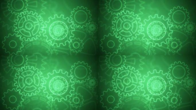 抽象齿轮背景可循环绿色图纸