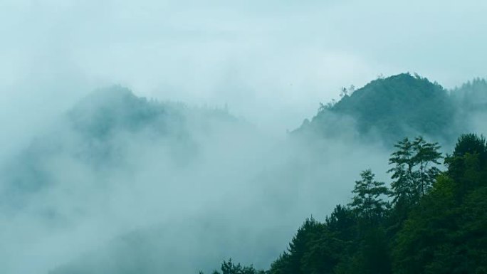 雾在山上流动云雾山峰