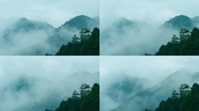 雾在山上流动云雾山峰