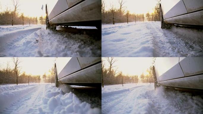 SLO MO汽车在雪地中的牵引力