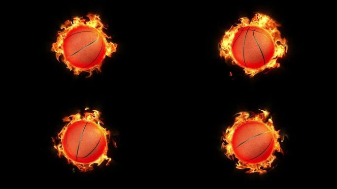 可循环篮球在火的背景