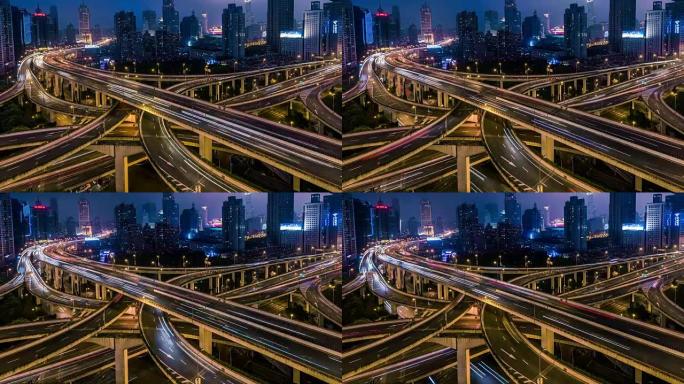 延时 -- 延安桥，上海夜间城市交通 (哈女士)