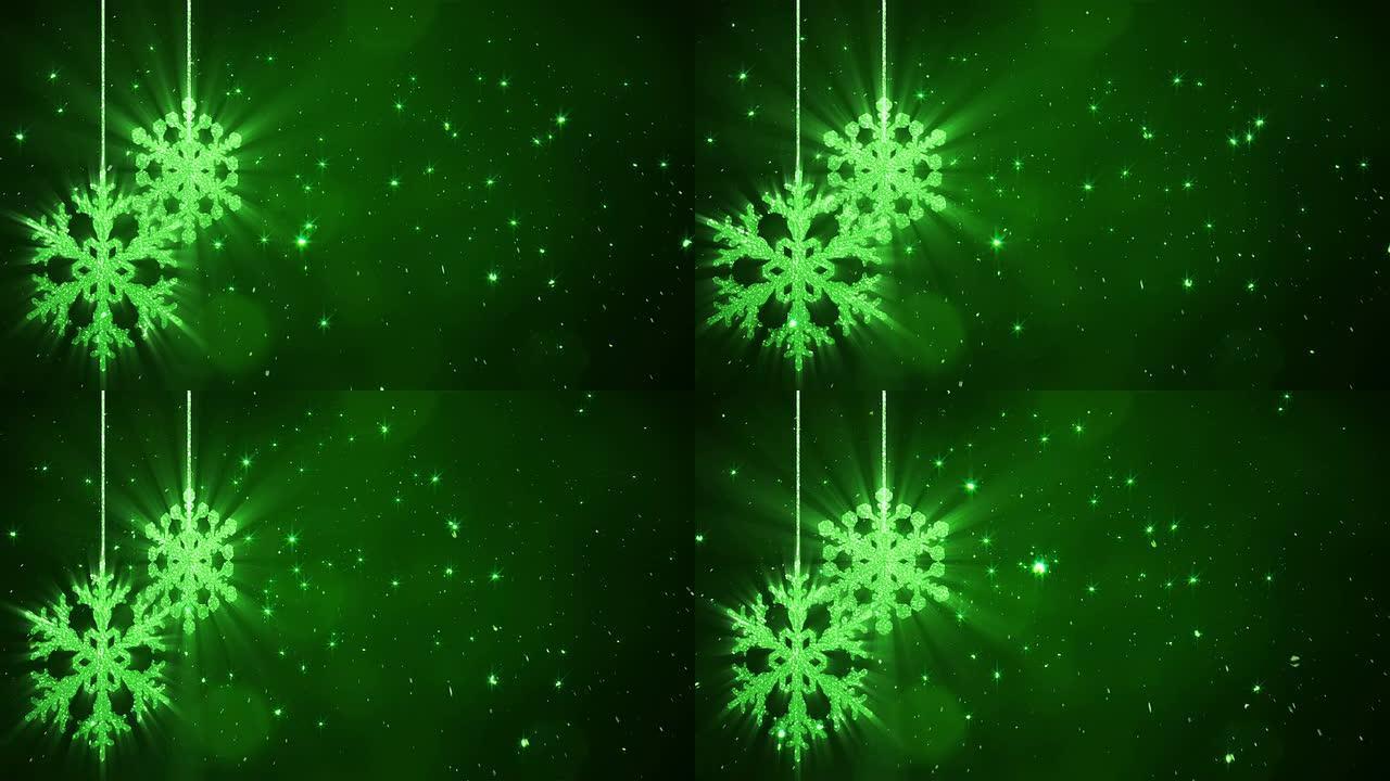 圣诞雪花背景绿色