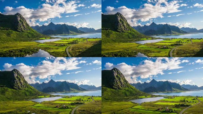 空中: 挪威，斯堪的纳维亚半岛的罗弗滕群岛景观