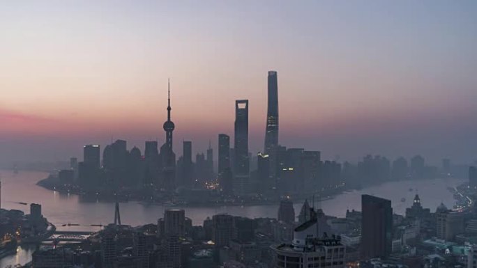 T/L WS HA TD上海天际线黎明，昼夜过渡/中国北京