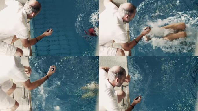 水中运动员蛙泳蝶泳仰泳计时争分夺秒