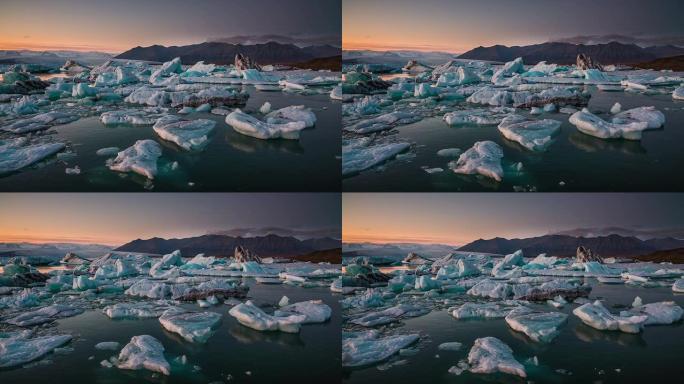 冰岛Jokulsarlon冰川湖的冰山