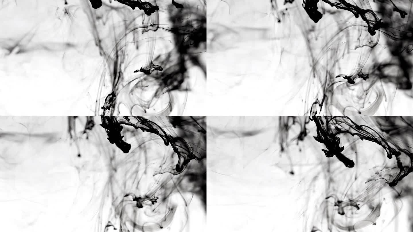 墨滴入水中水墨水中墨舞泼墨背景视频片头