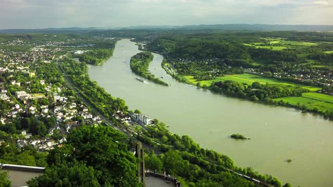 德国莱茵河谷的航拍