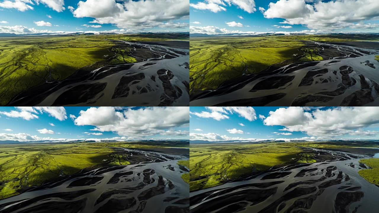 空中: 冰岛的风景与辫状河