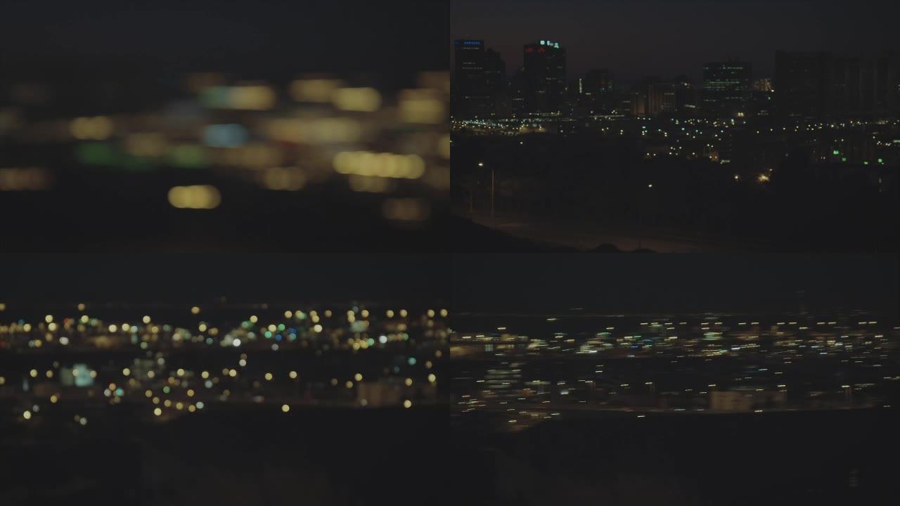 夜晚的城市镜头分辨率清晰度变换