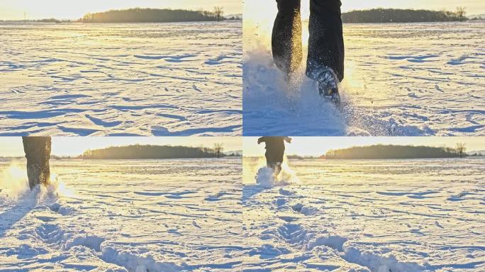 MS男子在雪地里跋涉