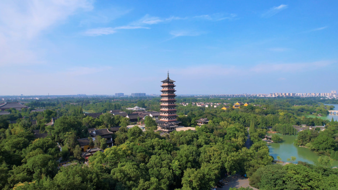 扬州瘦西湖景区航拍