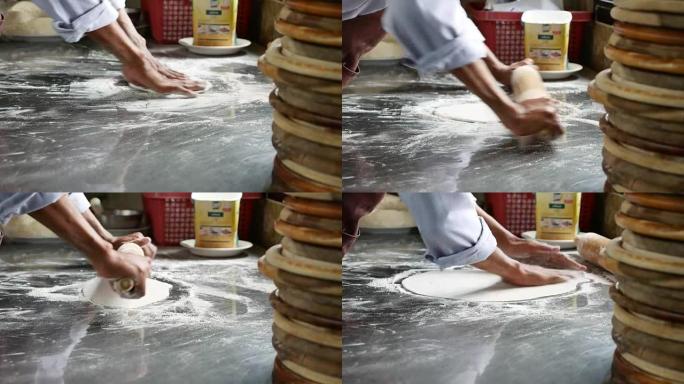 手厨为披萨制作酵母面团