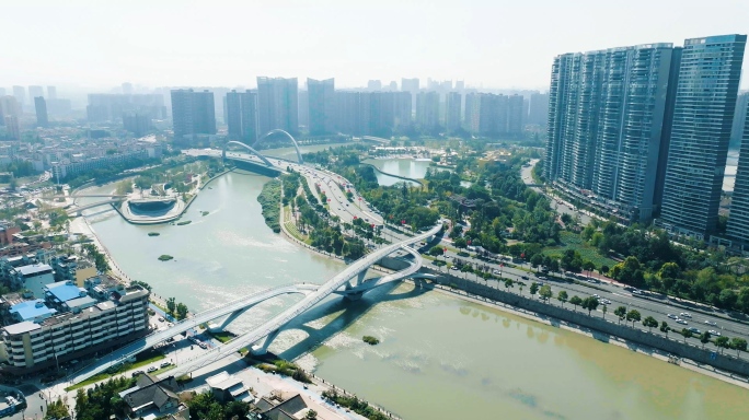 天府绿道锦城湖链接城市桥梁 4K 50帧