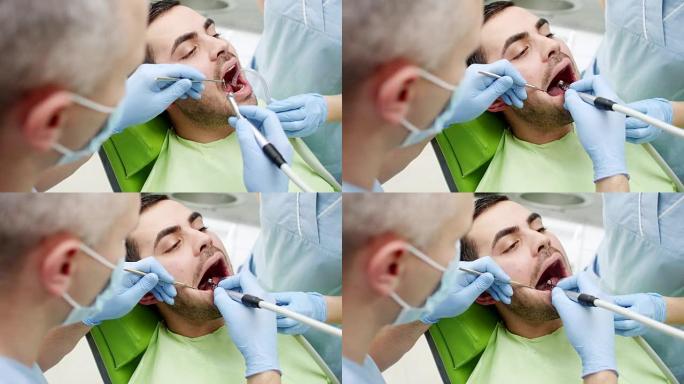牙医的年轻人外国人拔牙洗牙