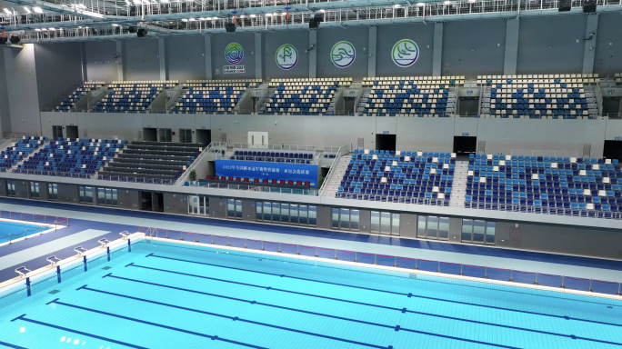 西安奥体中心跳水比赛游泳馆体育场馆航拍