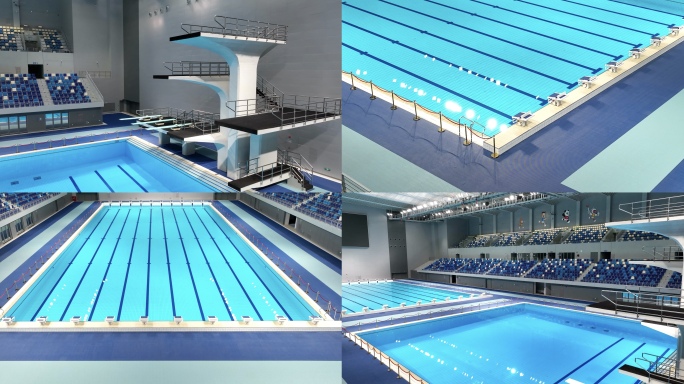 西安奥体中心跳水比赛游泳馆体育场馆航拍