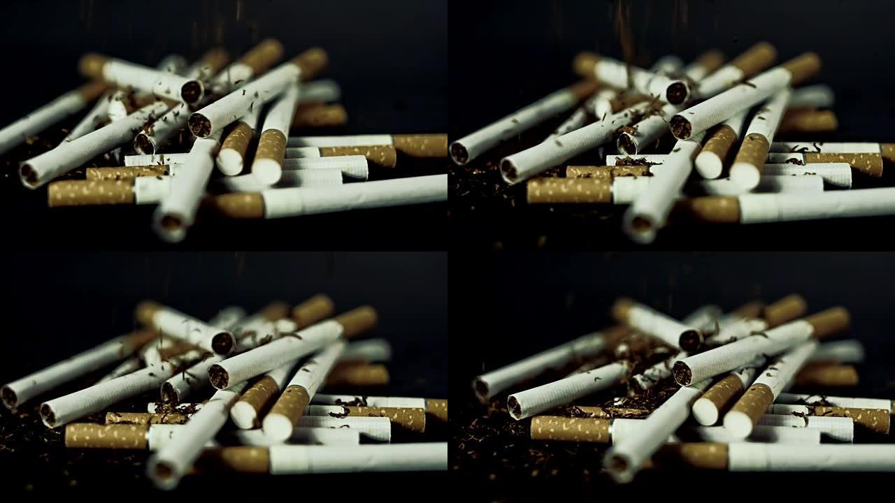 黑色背景上的SLO MO香烟