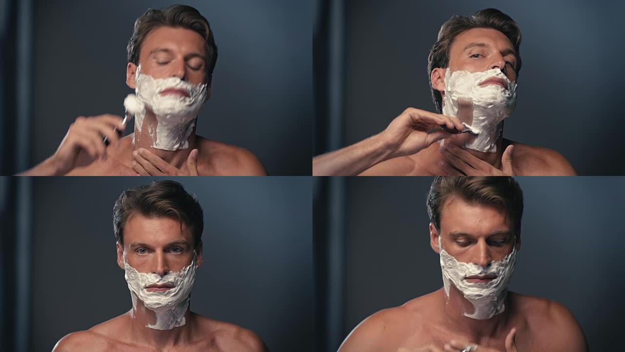 男人刮脸男士泡沫剃须