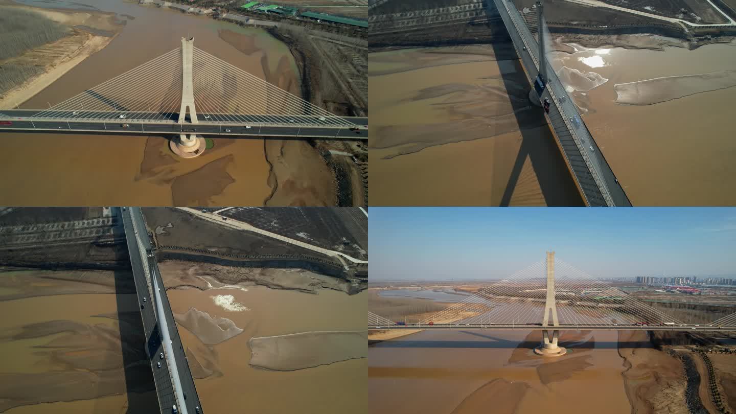 济南黄河建邦黄河大桥4K航拍素材