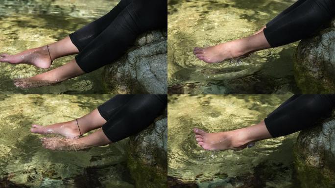 赤脚在水中赤脚在水中放松洗脚