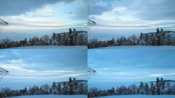高清延时: 雾蒙蒙的雪景