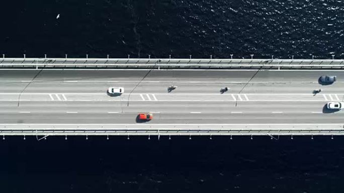 太阳日城市高速公路和桥梁的Nord鸟瞰图