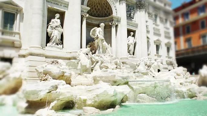 著名的罗马迪特雷维喷泉。门面特写