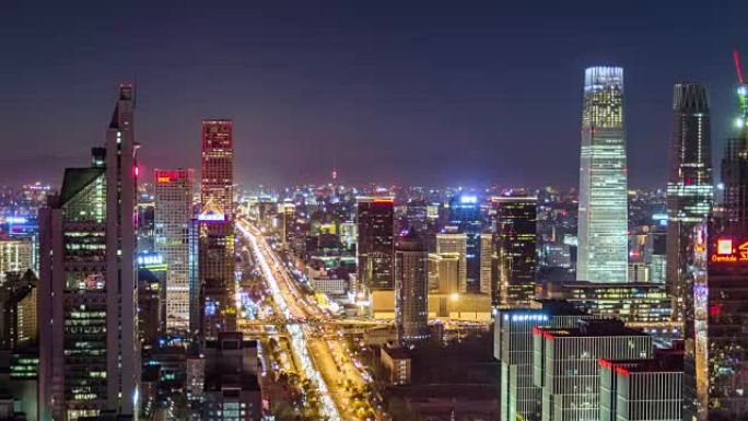 T/L MS HA ZO北京CBD和夜间/北京的城市交通