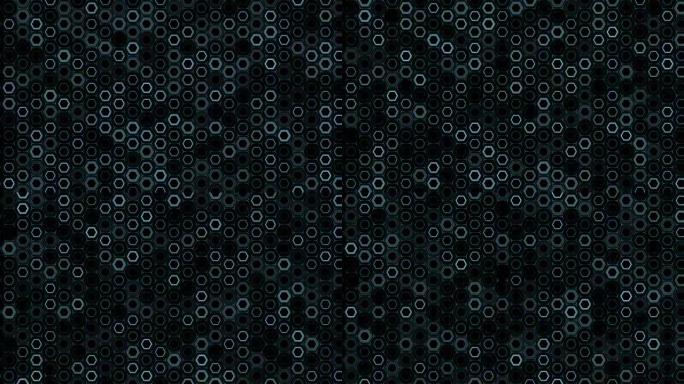 4k剪辑的蓝色六边形网格，具有光辉光效果运动超过抽象六边形背景动画，技术和创新概念