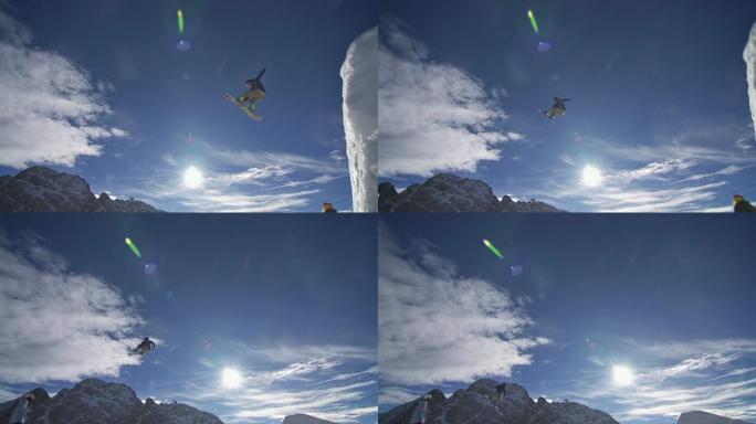 滑雪运动员表演特技