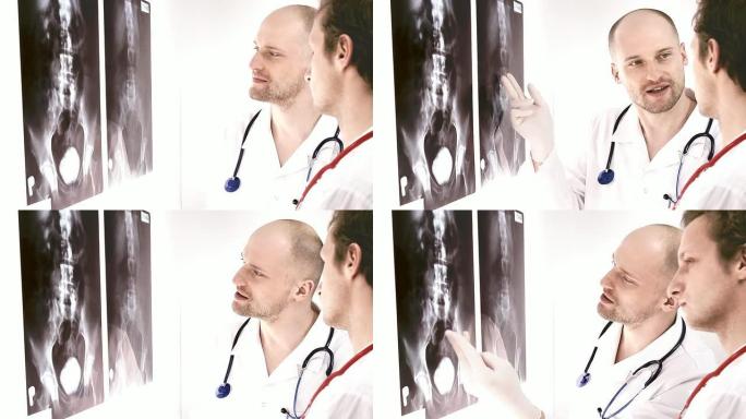 医生复查x光片探讨病情外国人看病