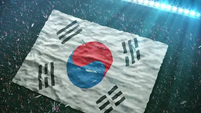 韩国国旗在体育场韩国国旗在体育场