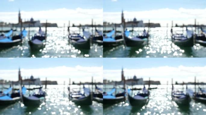 威尼斯-意大利威尼斯泻湖上的吊船散焦