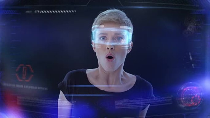 可怕的虚拟现实虚拟实眼镜被吓一跳HUD图