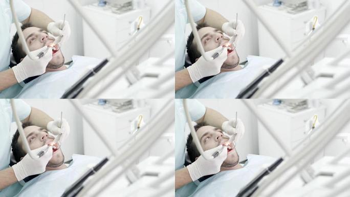 牙医的年轻人医院仪器手术室牙科手术种植