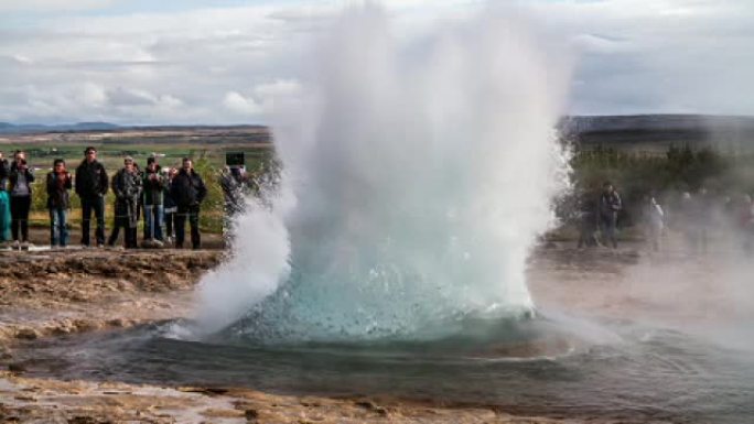 慢动作中风间歇泉喷发-冰岛