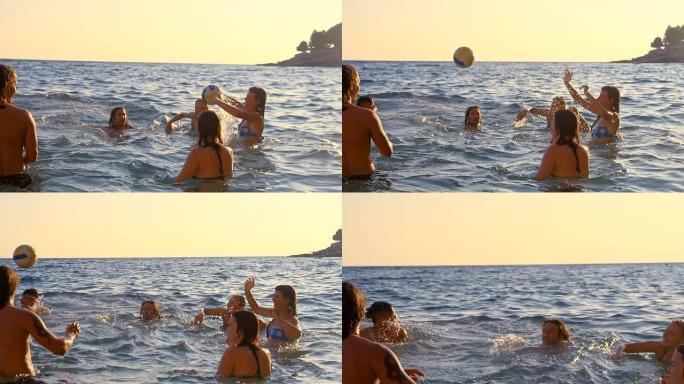 SLO MO朋友在海里打球