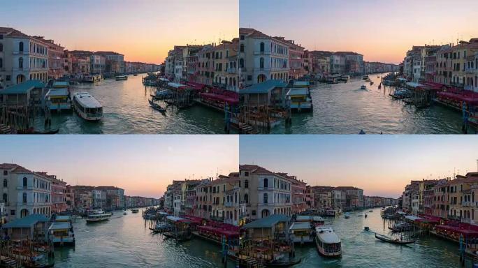 日落时五颜六色的威尼斯城